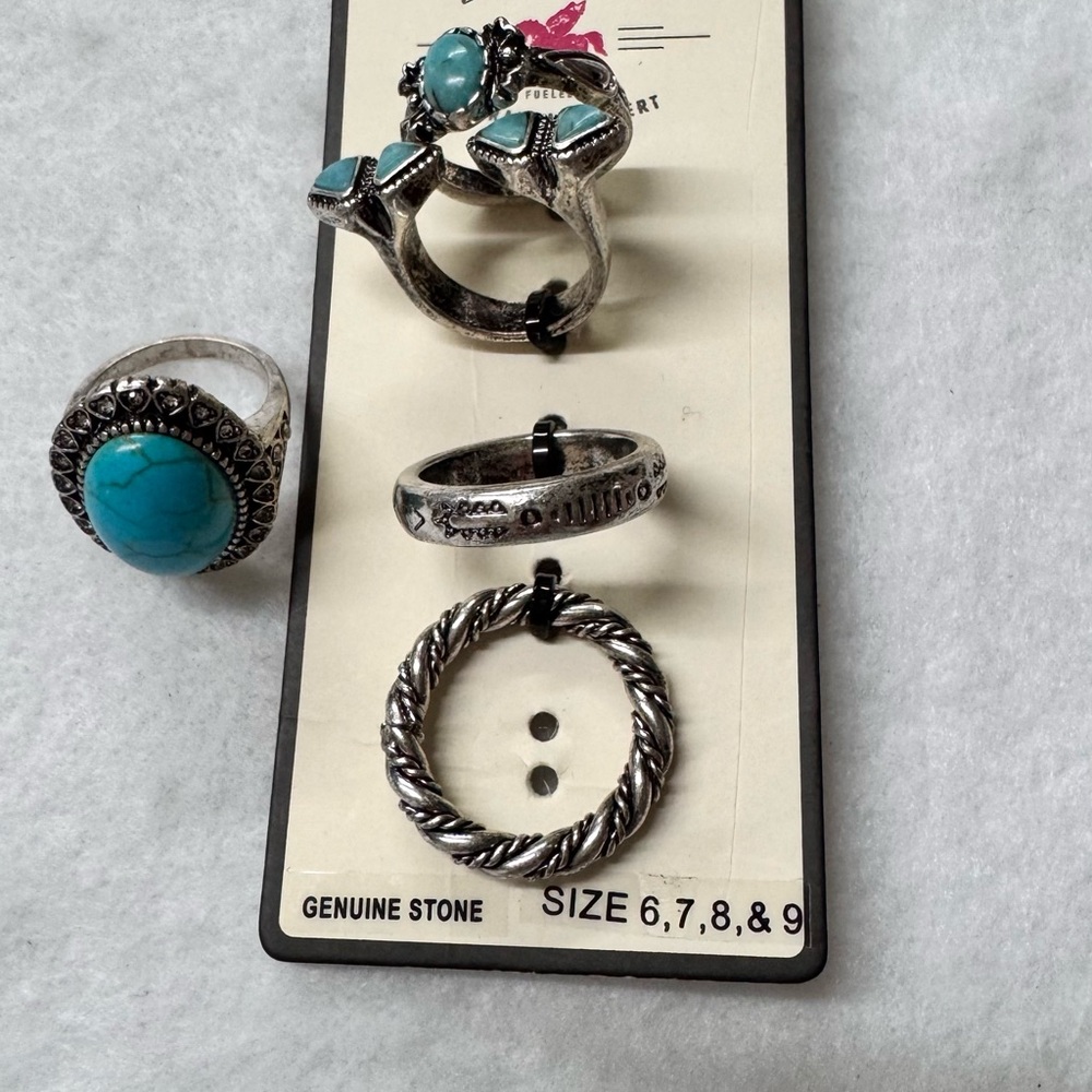 IDYLLWIND-5pcs. Silver w Turquoise Rings - Picture 3 of 5